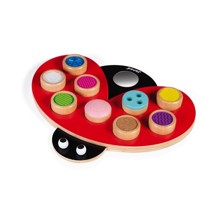 Janod, Układanka drewniana sensoryczna Uczę się przez dotyk Biedronka Janod, Układanka drewniana sensoryczna Uczę się przez dotyk Biedronka