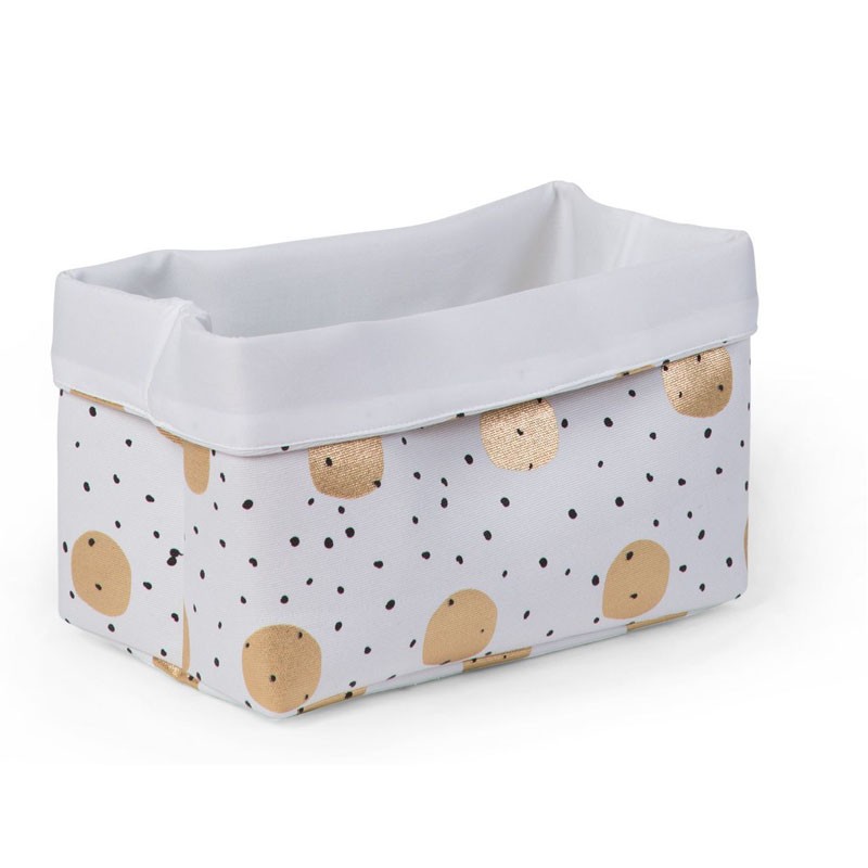 Childhome, Pojemnik płócienny 32x20x20cm złote grochy