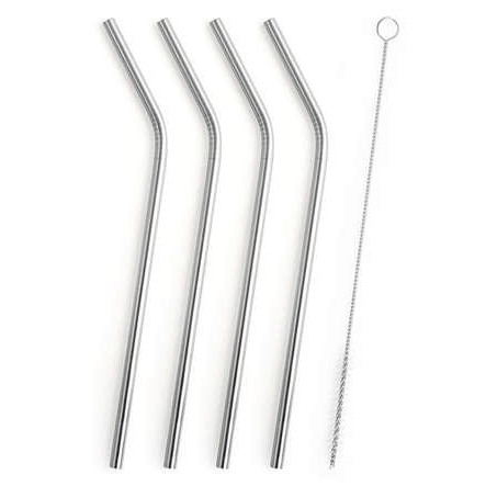 H&H Lifestyle, Słomki do napojów ze stali nierdzewnej + szczoteczka 4 szt.