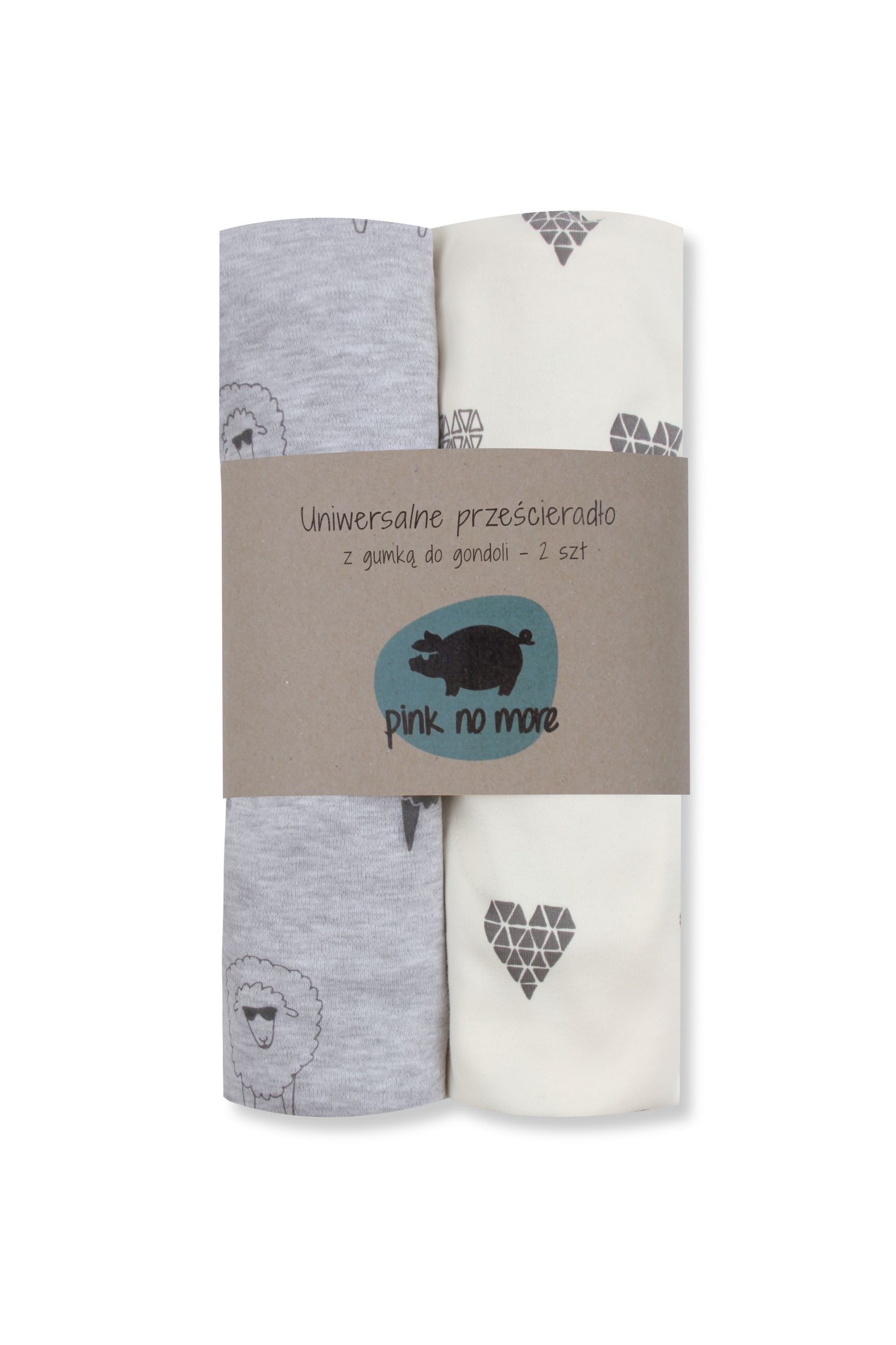 Uniwersalne prześcieradło z gumką do gondoli - owce i serca Uniwersalne prześcieradło z gumką do gondoli - owce i serca