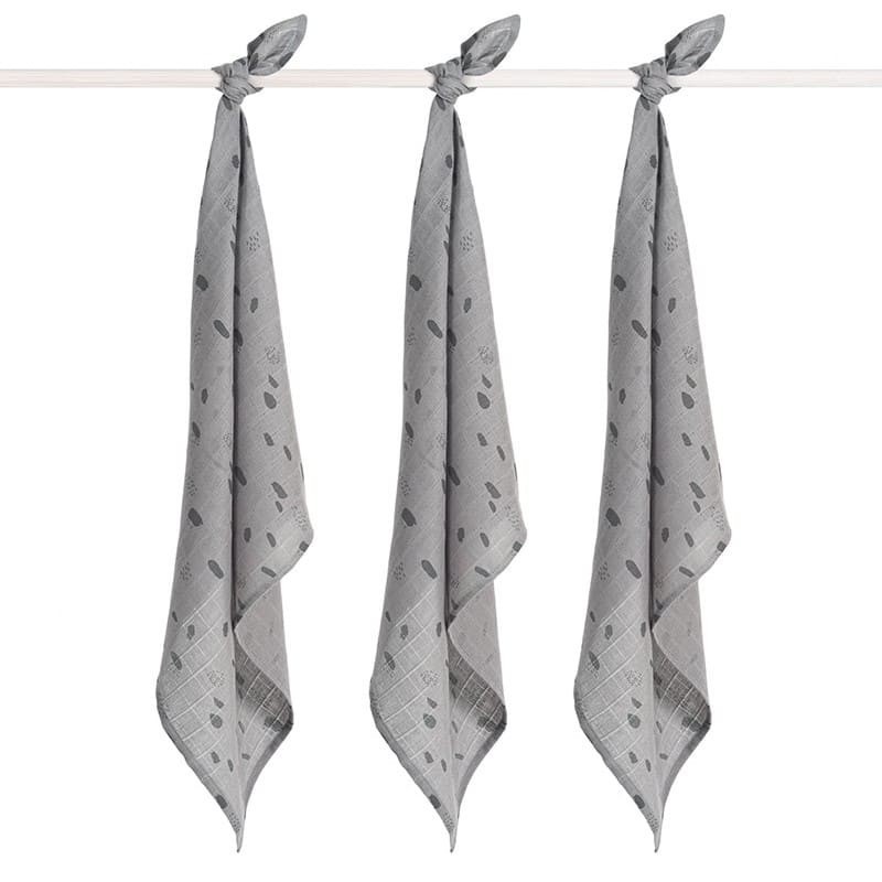Jollein, 3 Pieluszki Niemowlęce Hydrophilic 70 X 70 Cm Spot Storm Grey