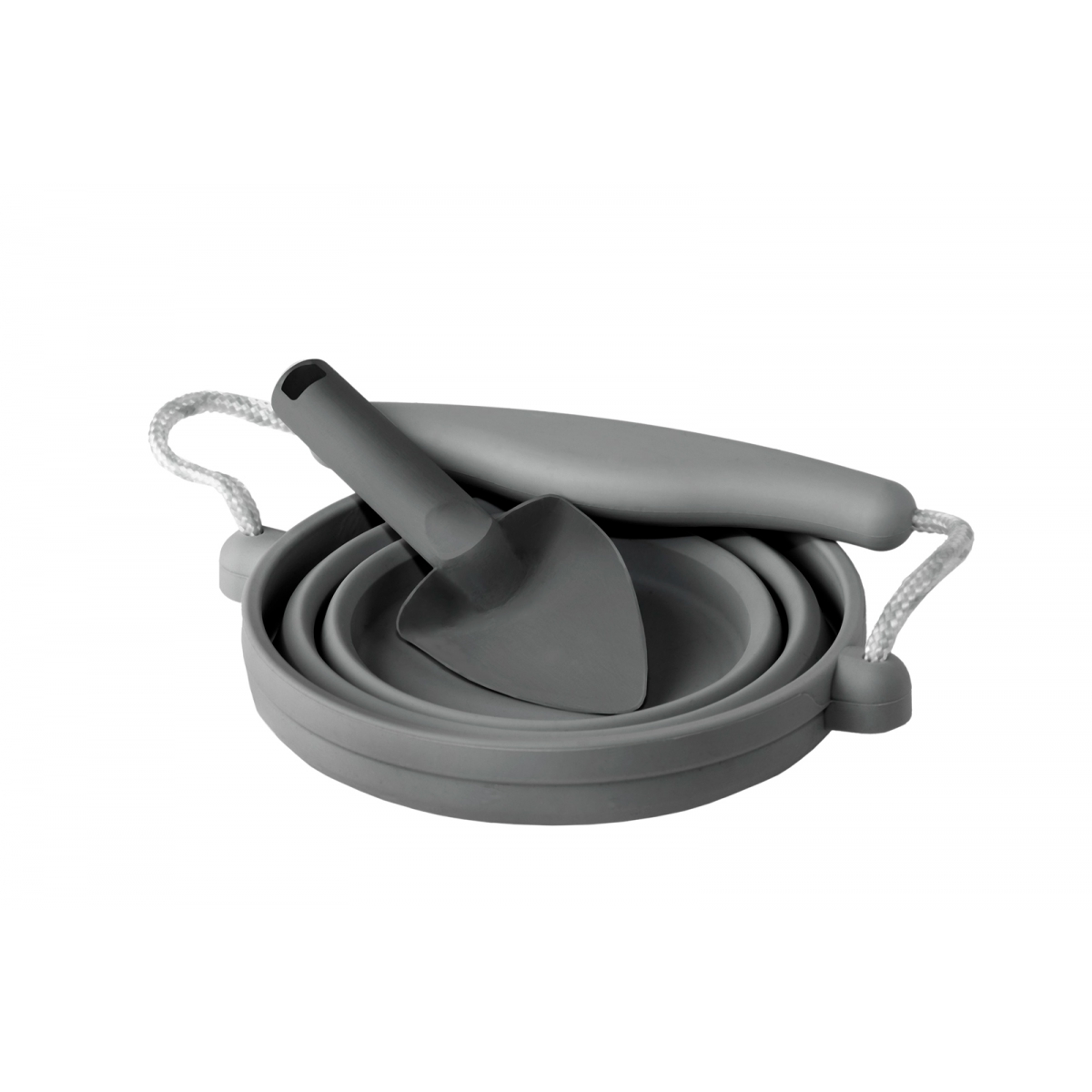 Scrunch, Silikonowe Wiaderko z łopatką - Ciemny Szary