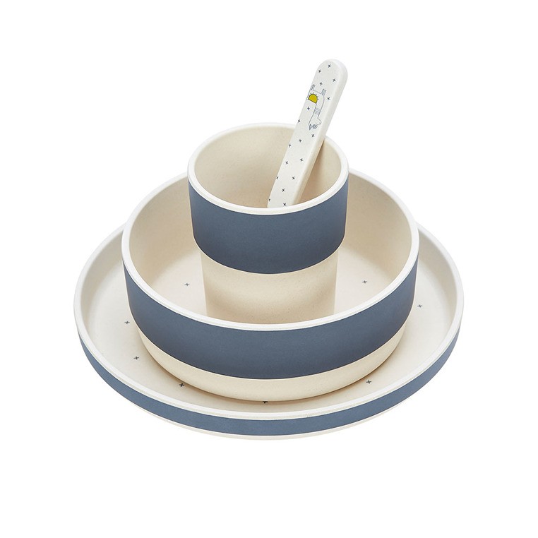 Lassig, Komplet naczyń bambusowych Glama Lama blue