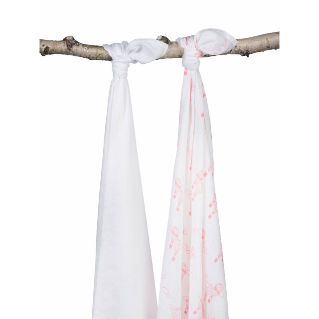 Jollein, Duży otulacz bambusowy 115x115cm Pastelowe baloniki 2 sztuki 