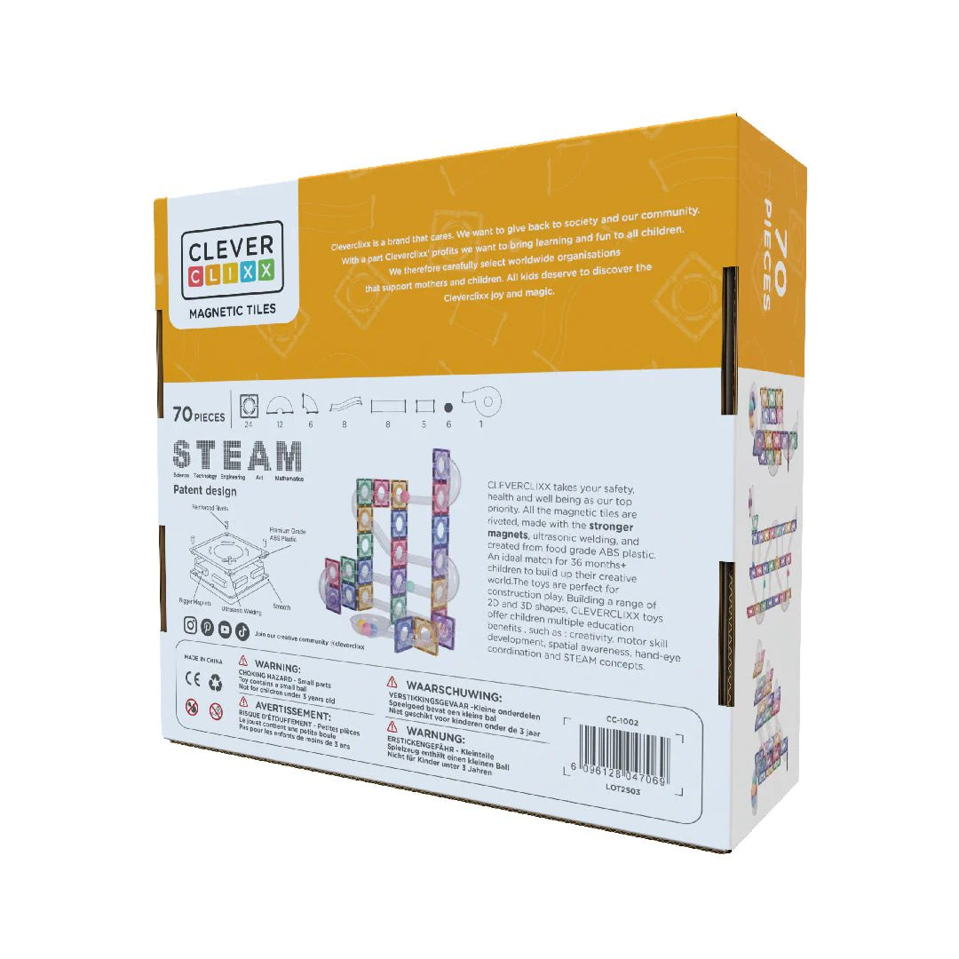 Cleverclixx, Klocki Magnetyczne Ball Run Creative Pack Pastel  70 El.