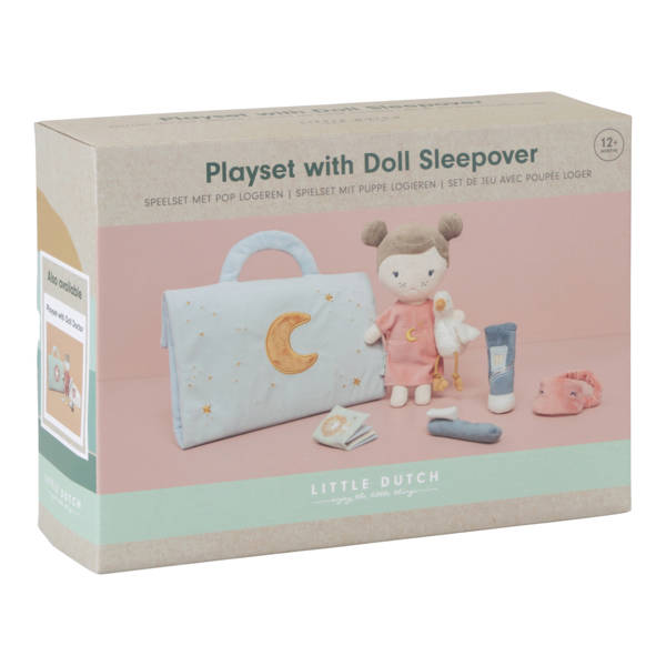 Little Dutch, Szmaciana lalka z zestawem do zasypiania Sleepover Little Dutch, Szmaciana lalka z zestawem do zasypiania Sleepover