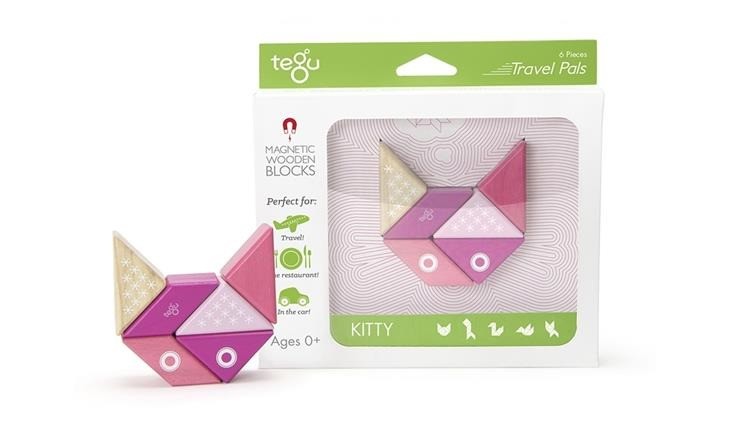 Tegu, Drewniane klocki magnetyczne TRAVEL PALS 6szt Kot