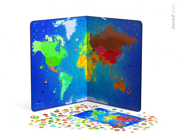 Janod, magnetyczna mapa zwierzęta świata