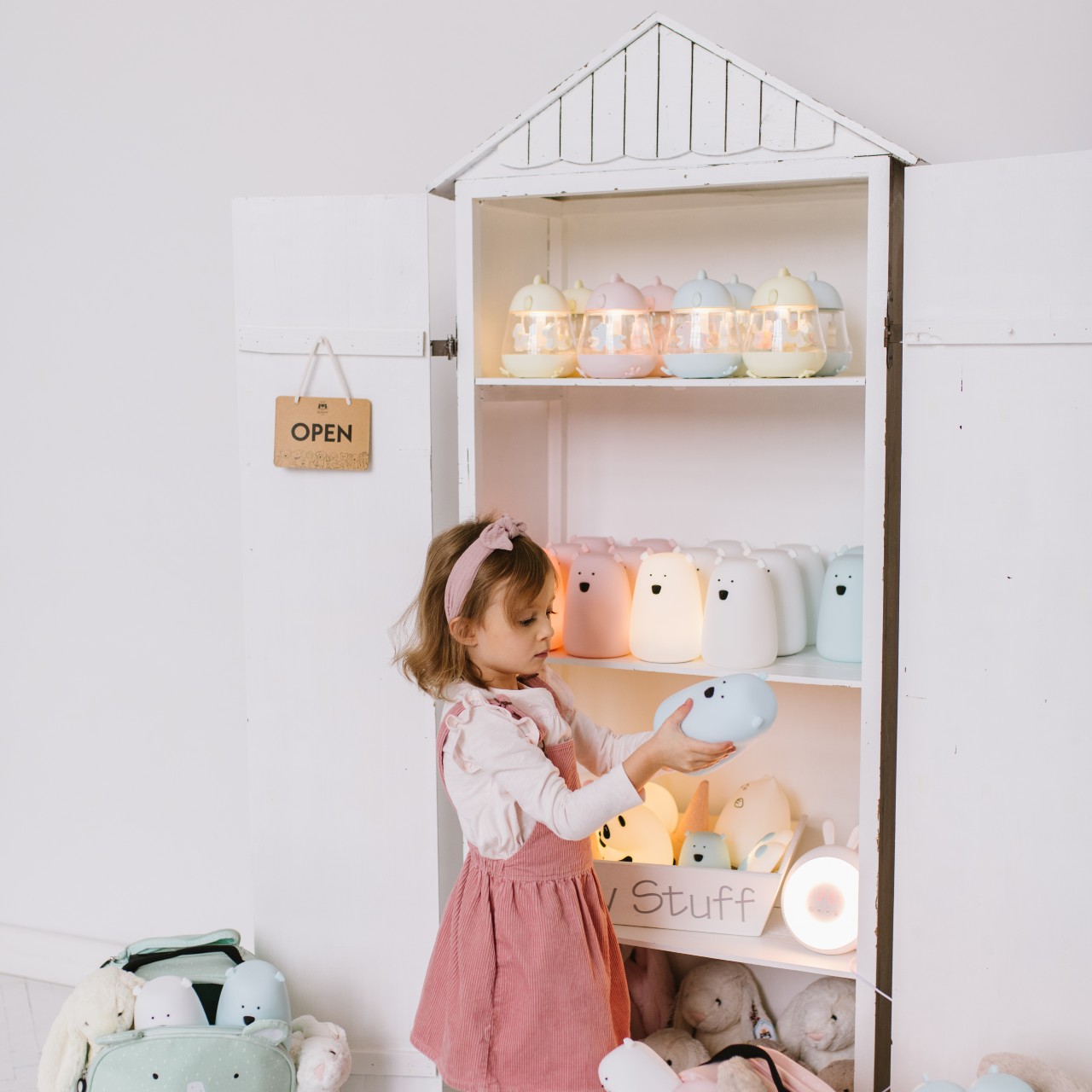 Rabbit&Friends, Animal Lamp Miś duży róż