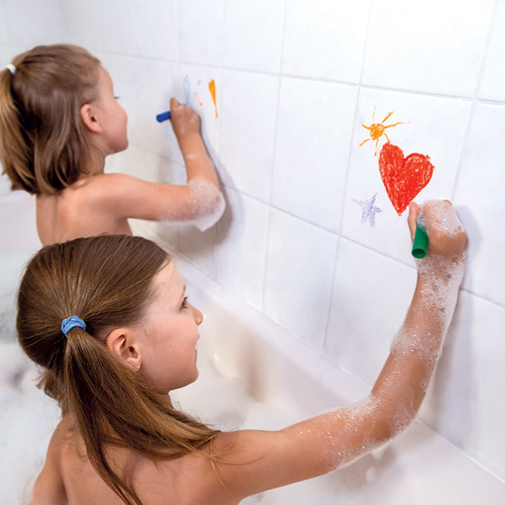 Janod, Kredki do kąpieli 6 kolorów z gąbką 3+ Janod, Kredki do kąpieli 6 kolorów z gąbką 3+