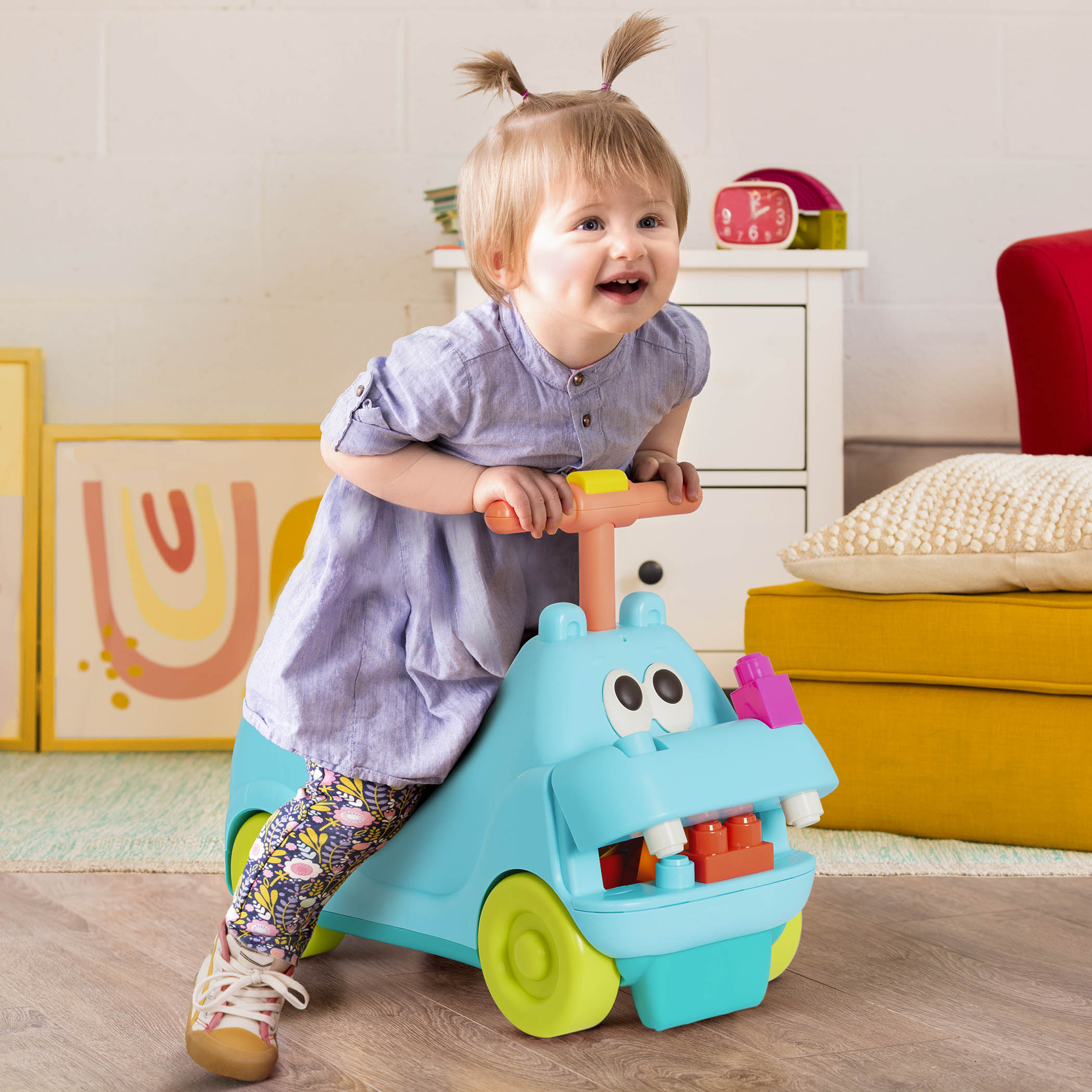 Btoys, Locbloc Hippo Ride-On with Blocks – jeździk-hipcio z klockami Btoys, Locbloc Hippo Ride-On with Blocks – jeździk-hipcio z klockami