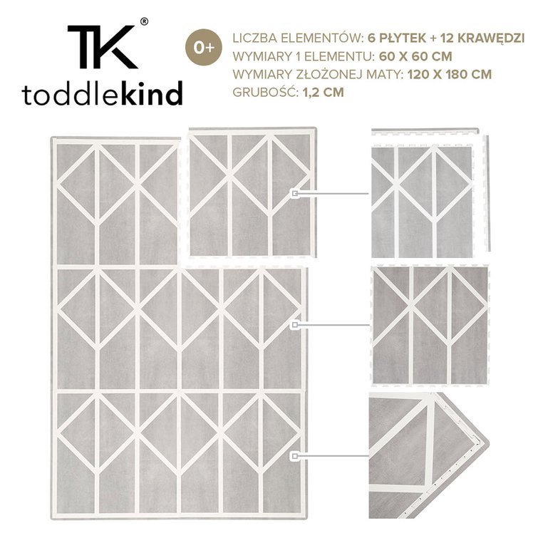 Toddlekind, Mata do zabawy piankowa podłogowa - Prettier Playmat Nordic Pebble Grey Toddlekind, Mata do zabawy piankowa podłogowa - Prettier Playmat Nordic Pebble Grey