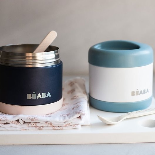 Beaba, Pojemnik - termos obiadowy ze stali nierdzewnej z hermetycznym zamknięciem duży 500 ml light pink/night blue Beaba, Pojemnik - termos obiadowy ze stali nierdzewnej z hermetycznym zamknięciem duży 500 ml light pink/night blue