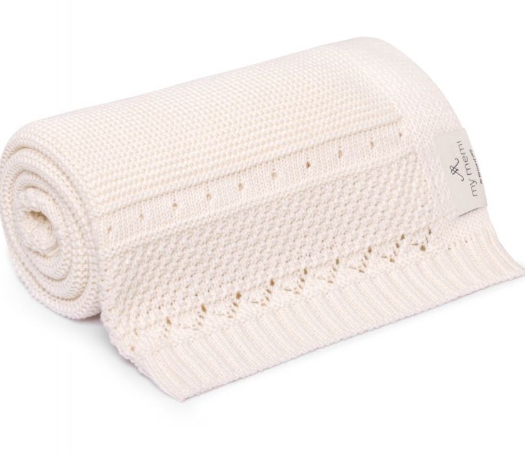 Memi, Kocyk z bawełny organicznej 80x100 - ecru