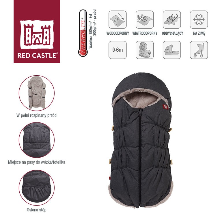 Red Castle, Śpiwór zimowy do wózka i fotelika Babynest 0-6m Heather Grey Red Castle, Śpiwór zimowy do wózka i fotelika Babynest 0-6m Heather Grey