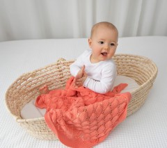 Lullalove, Kocyk ażurowy boho - koral