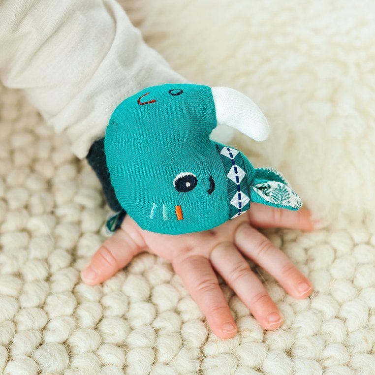 Lilliputiens, Grzechotka na rękę Nosorożec Marius z szeleszczącą folią 0 m+ Lilliputiens, Grzechotka na rękę Nosorożec Marius z szeleszczącą folią 0 m+