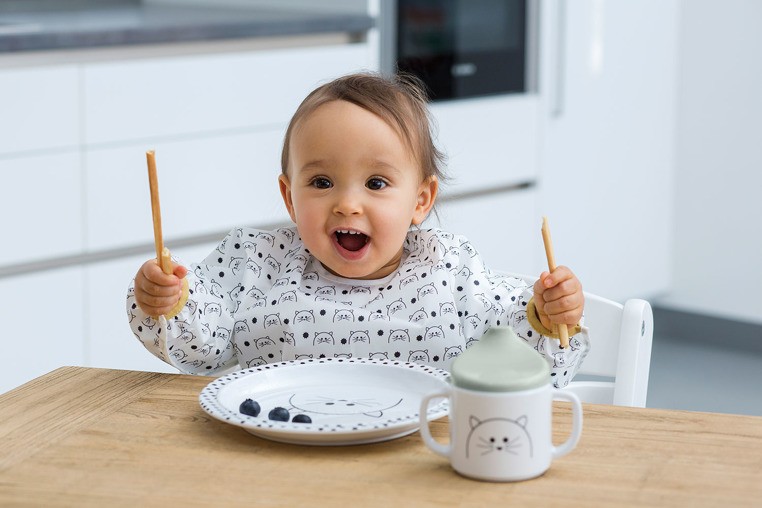 Lassig, Śliniak z długim rękawem 12m+ Little Chums Kot Lassig, Śliniak z długim rękawem 12m+ Little Chums Kot
