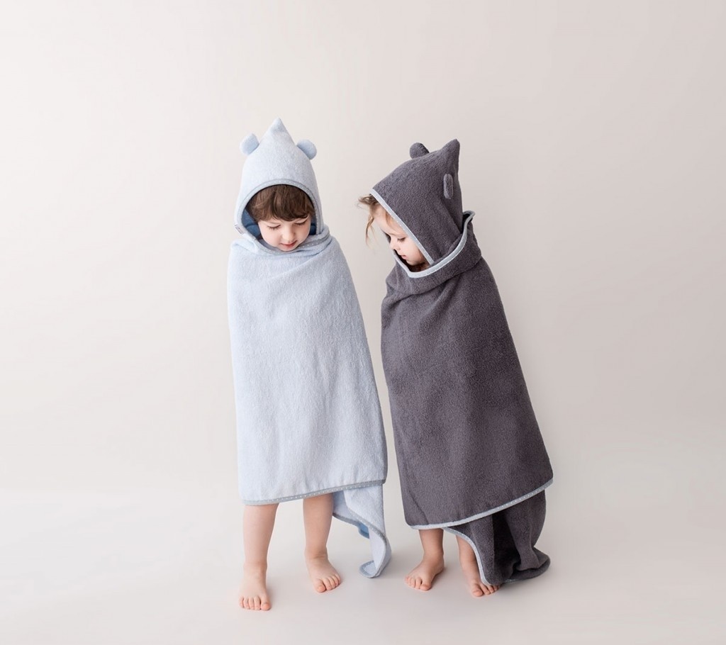 LULLALOVE, Pastelowy, bambusowy duży ręcznik z uszkami - szary