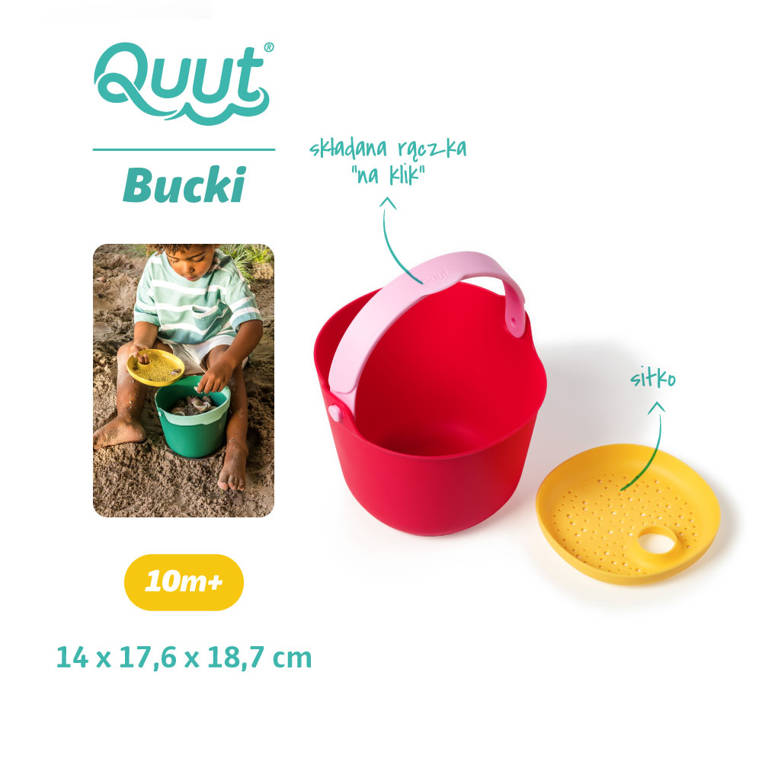 Quut, Wiaderko z sitkiem Bucki Cherry + Banana Pink Quut, Wiaderko z sitkiem Bucki Cherry + Banana Pink