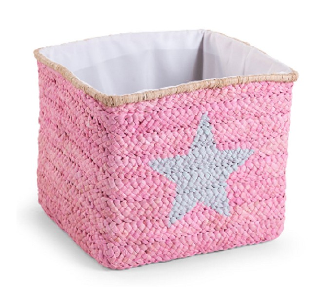 Pudełko plecione 30x33x33 star&cloud róż 