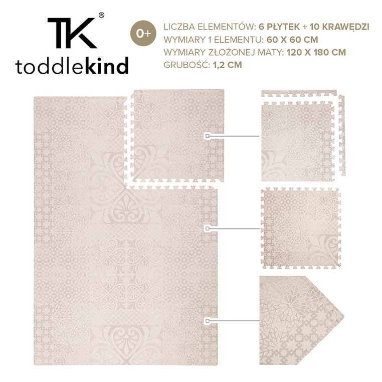 Toddlekind, Mata do zabawy piankowa podłogowa - Prettier Playmat Persian Sand Beige Toddlekind, Mata do zabawy piankowa podłogowa - Prettier Playmat Persian Sand Beige