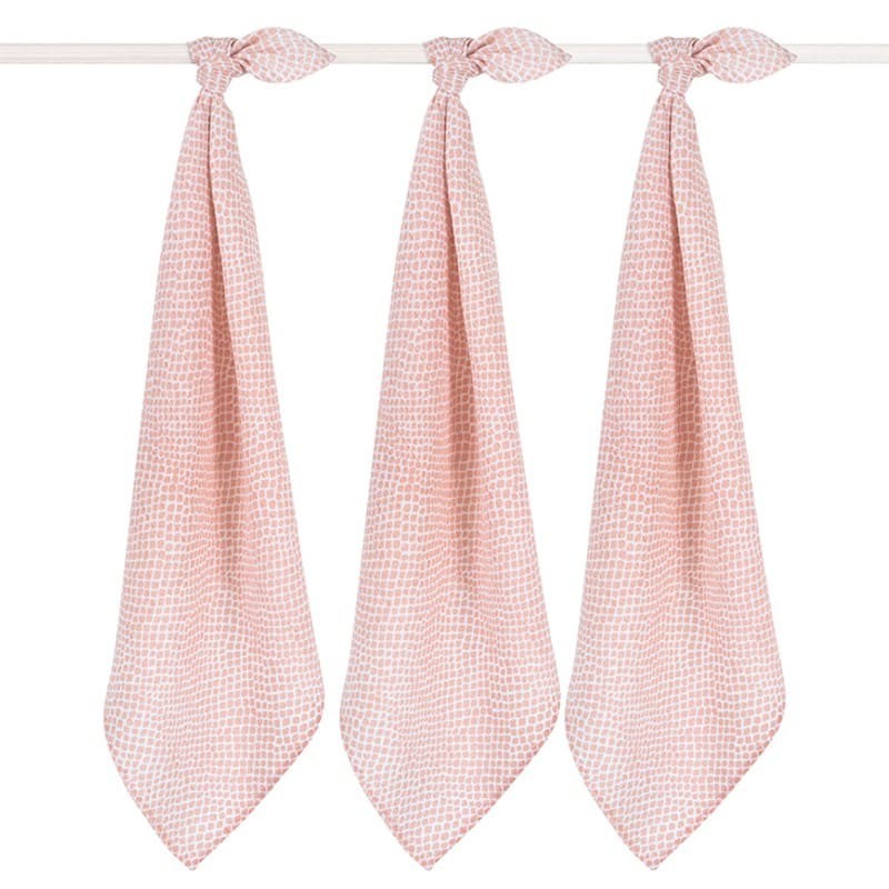 Jollein, 3 pieluszki niemowlęce Hydrophlic 70 x 70 cm Snake PALE PINK Jollein, 3 pieluszki niemowlęce Hydrophlic 70 x 70 cm Snake PALE PINK