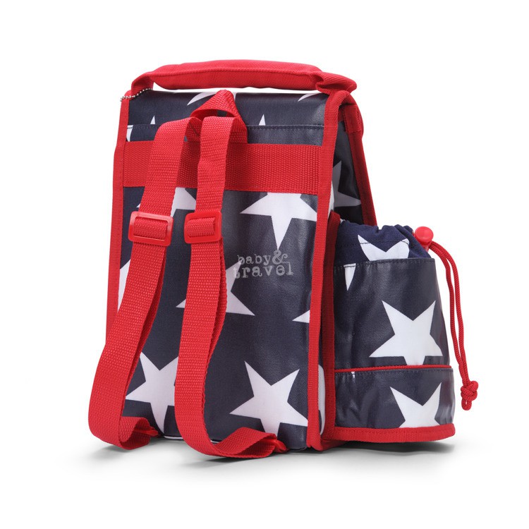 Plecak lunchbox z osobną kieszonką na picie granatowy w gwiazdy