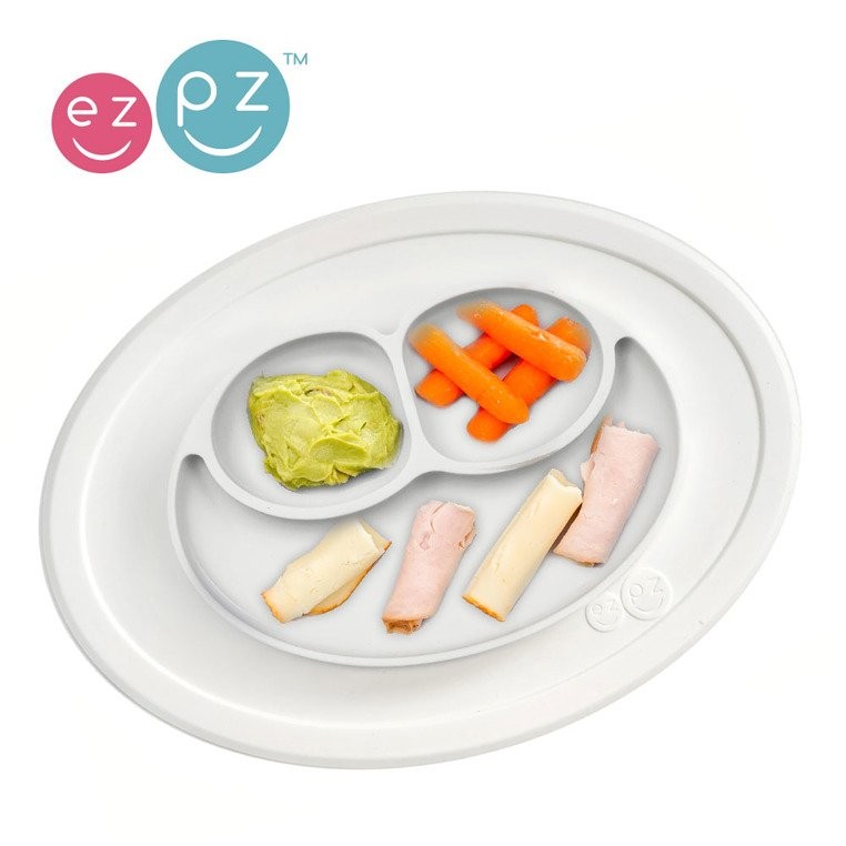 EZPZ, Silikonowy talerzyk z podkładką mały 2w1 Mini Mat biały EZPZ, Silikonowy talerzyk z podkładką mały 2w1 Mini Mat biały