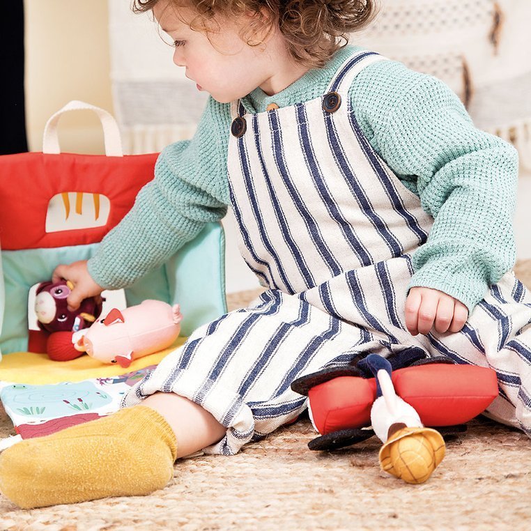 Lilliputiens, Rozkładany domek Farma z 6 zwierzątkami, rolnikiem i traktorem 18 m+ Lilliputiens, Rozkładany domek Farma z 6 zwierzątkami, rolnikiem i traktorem 18 m+