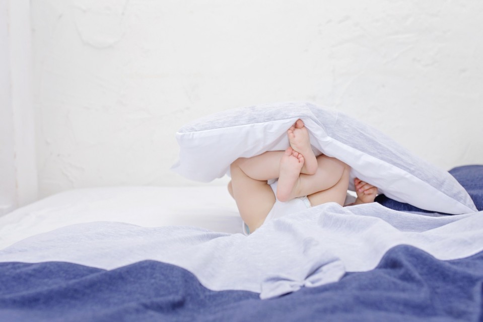 Poofi, pościel bawełniany granatowo-szary