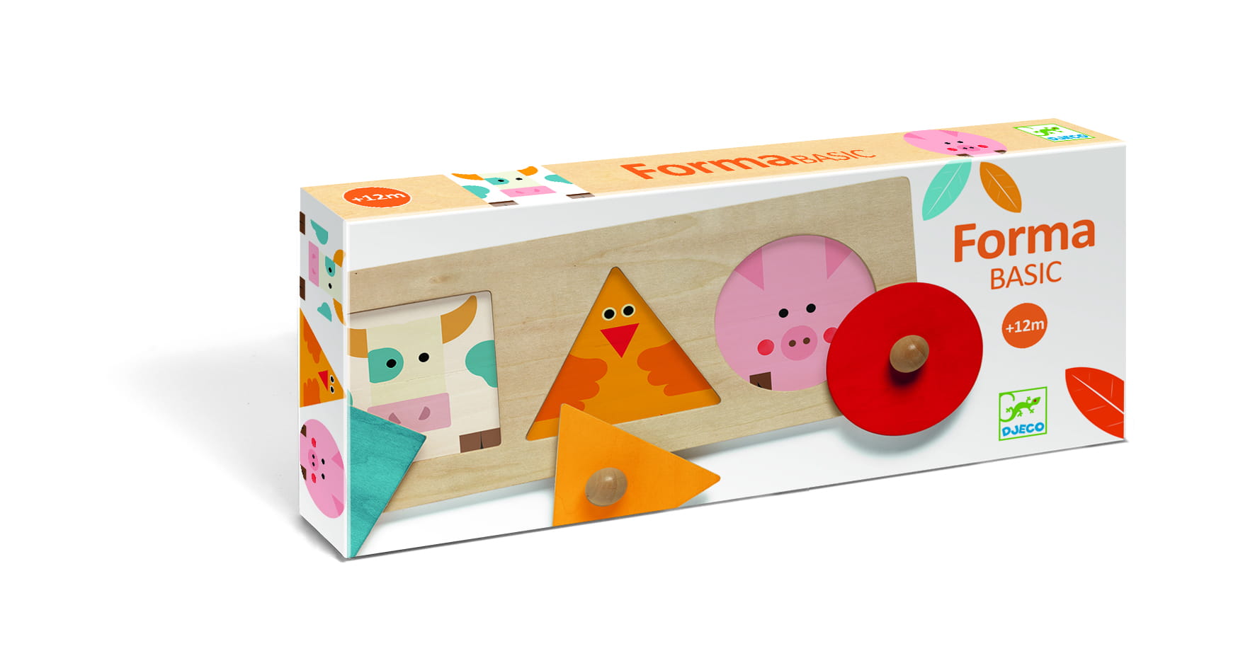Djeco, Układanka drewniana z uchwytami FORMA