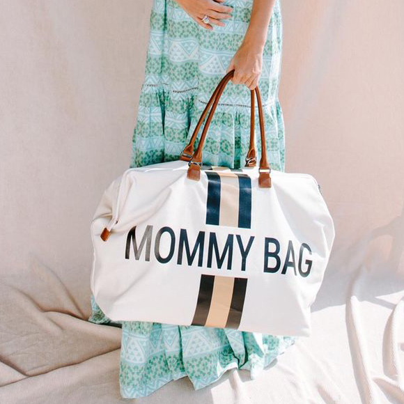Childhome, Torba Mommy Bag beżowa paski czarno-złote Childhome, Torba Mommy Bag beżowa paski czarno-złote