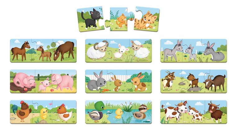 Janod, Trzyczęściowe puzzle Zwierzęta i ich dzieci 30 elementów Janod, Trzyczęściowe puzzle Zwierzęta i ich dzieci 30 elementów