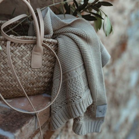 My Memi, Kocyk z bawełny organicznej 80x100 - light grey