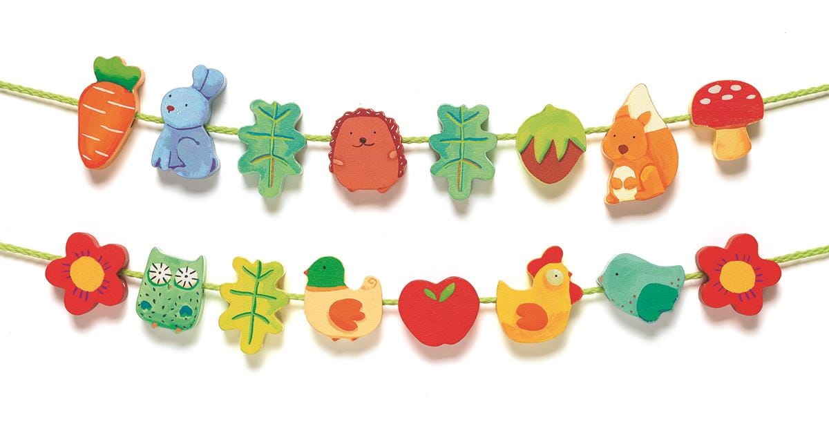 Djeco, Nawlekanka drewniana Leśne Zwierzaki