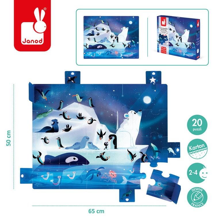 Janod, Puzzle z niespodzianką 20 elementów Pod gwiazdami Janod, Puzzle z niespodzianką 20 elementów Pod gwiazdami