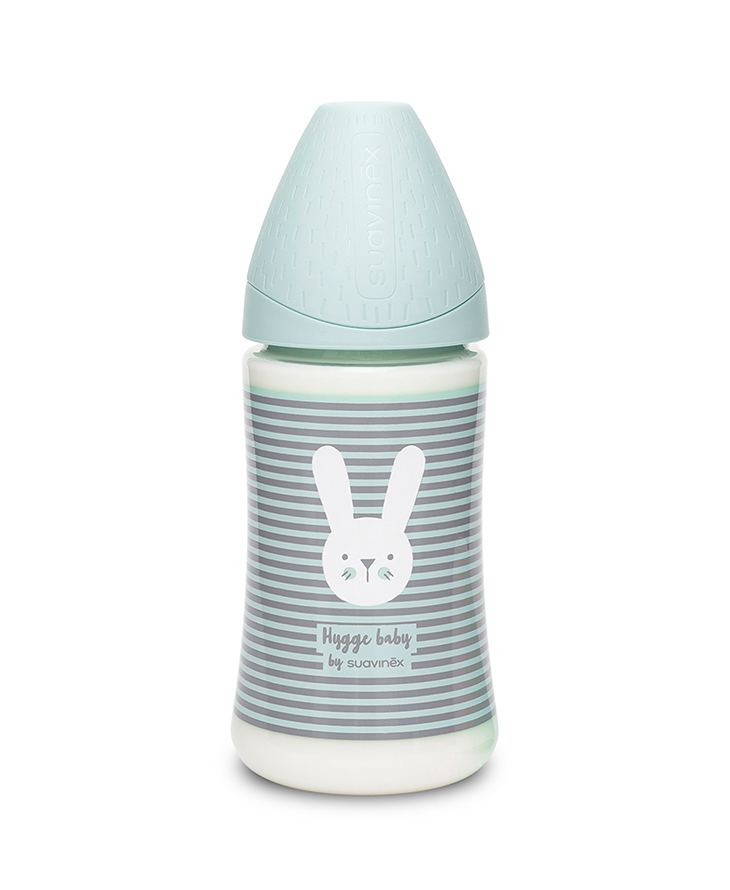 Suavinex, Butelka HYGGE 270ml - królik linie miętowe Suavinex, Butelka HYGGE 270ml - królik linie miętowe