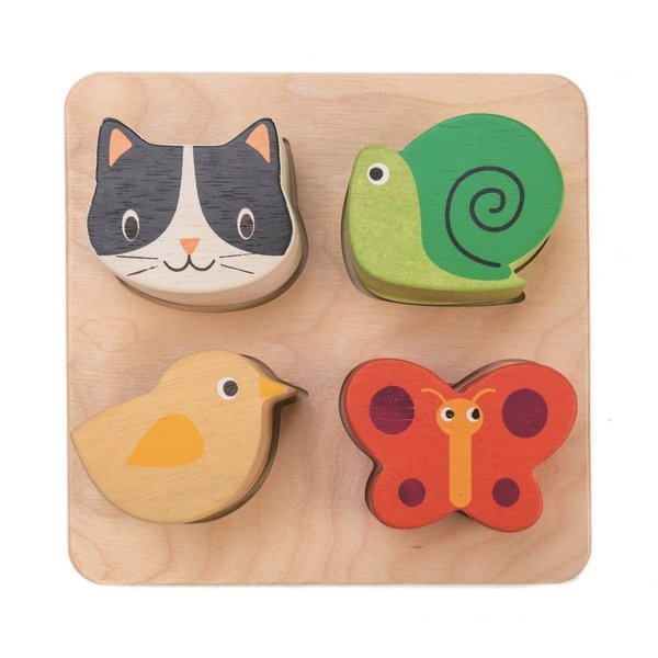 Tender Leaf Toys, Drewniana zabawka sensoryczna - Zwierzęta - kształty i faktury Tender Leaf Toys, Drewniana zabawka sensoryczna - Zwierzęta - kształty i faktury