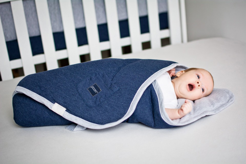 Poofi, rożek bawełniany granatowo-szary