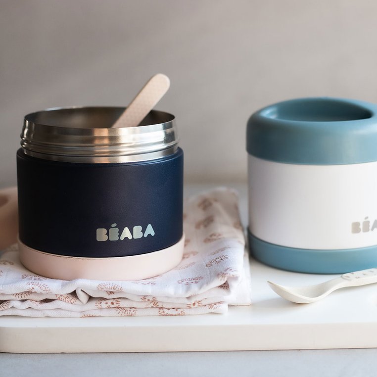 Beaba, Pojemnik - termos obiadowy ze stali nierdzewnej z hermetycznym zamknięciem duży 500 ml light pink/night blue Beaba, Pojemnik - termos obiadowy ze stali nierdzewnej z hermetycznym zamknięciem duży 500 ml light pink/night blue