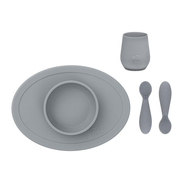 EZPZ, Komplet pierwszych naczyń silikonowych First Foods Set szary