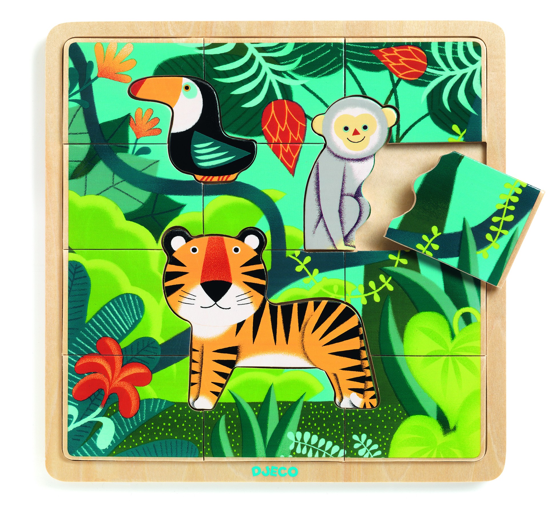 Djeco, Edukacyjne puzzle drewniane Dżungla