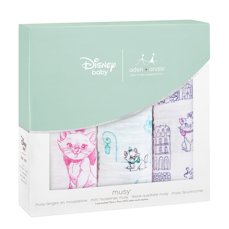 Aden & Anais, Zestaw 3 pieluszek 70x70 101 aristocats Aden & Anais, Zestaw 3 pieluszek 70x70 101 aristocats