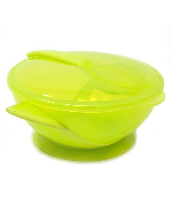 Poupy, Miseczka z Pokrywką i Łyżeczką, Zielona, 4m+