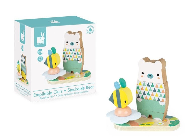 Janod, Układanka drewniana piramida Miś Pure