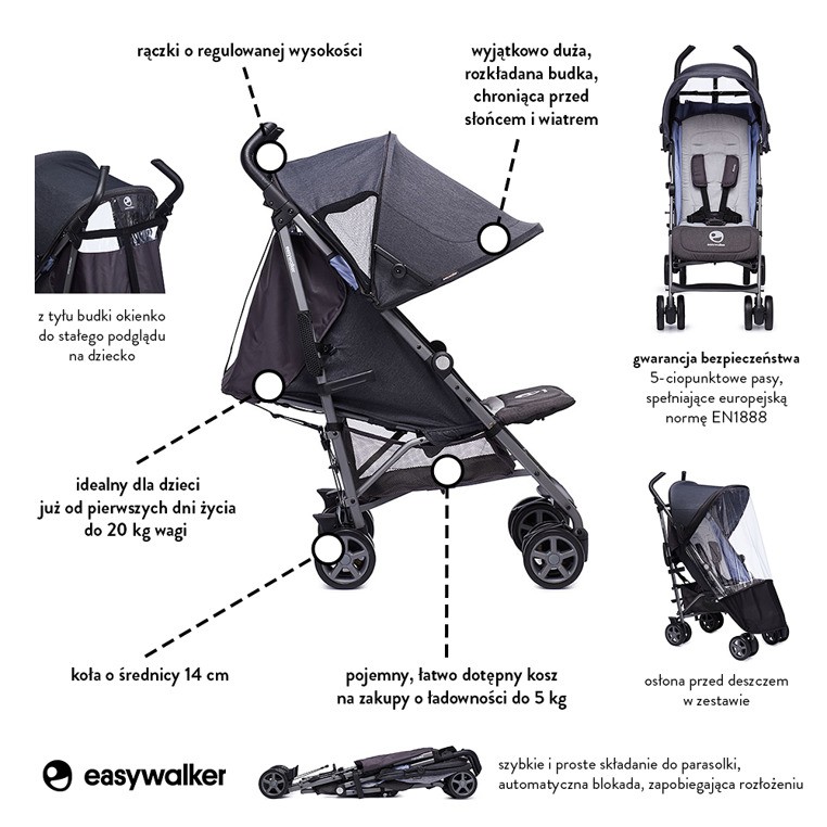 Easywalker, Buggy+ Wózek spacerowy z osłonką przeciwdeszczową Berlin Breakfast Easywalker, Buggy+ Wózek spacerowy z osłonką przeciwdeszczową Berlin Breakfast