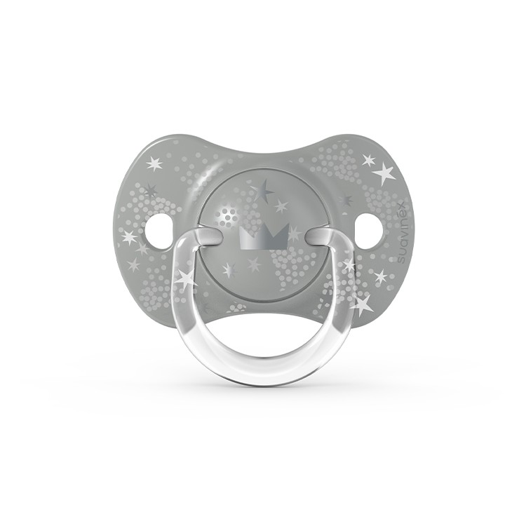 Suavinex, Smoczek fizjologiczny SX PRO Spread Joy +18m - szara korona