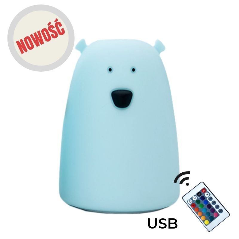 Rabbit&Friends, Lampka miś niebieski z pilotem Rabbit&Friends, Lampka miś niebieski z pilotem