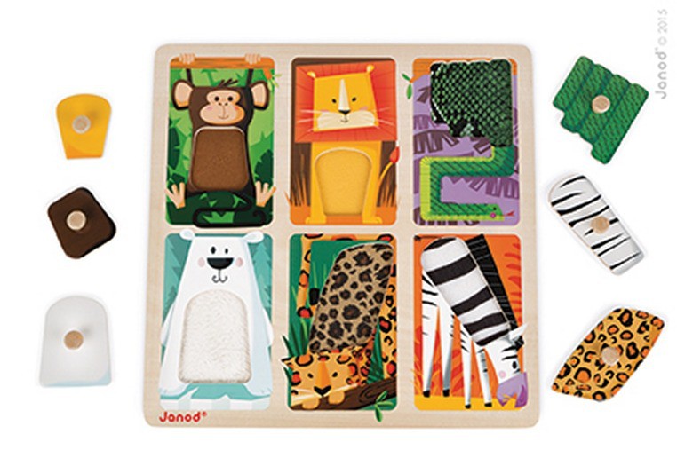Janod, puzzle sensoryczne drewniane Zwierzątka w ZOO, Janod, puzzle sensoryczne drewniane Zwierzątka w ZOO,